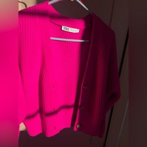 ZARA cardigan in bright pink
